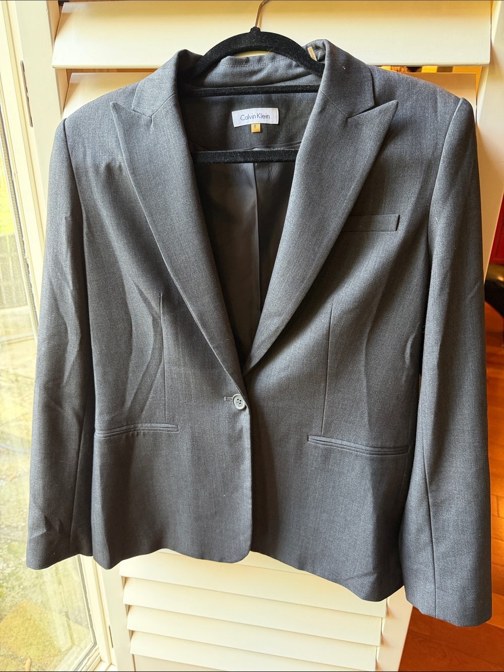 Calvin Klein Women's Charcoal Single-Button Tailored Blazer